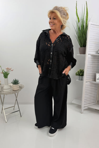 Modernes Hemd im schwarzem Lederlook (38-44)