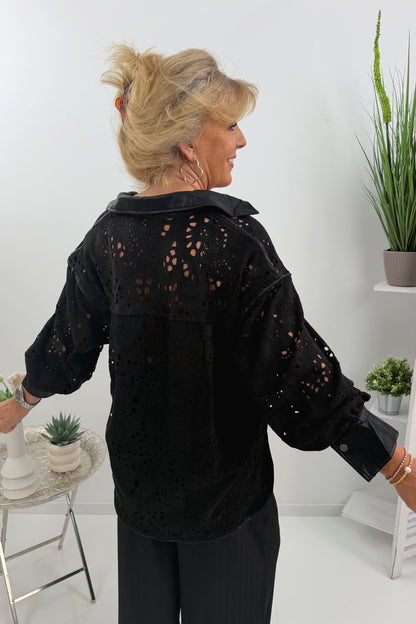 Modernes Hemd im schwarzem Lederlook (38-44)