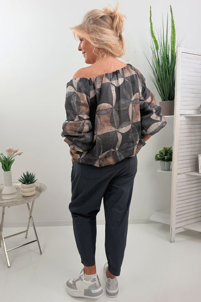 Bluse mit Stylischen Muster in Grau (38-44)