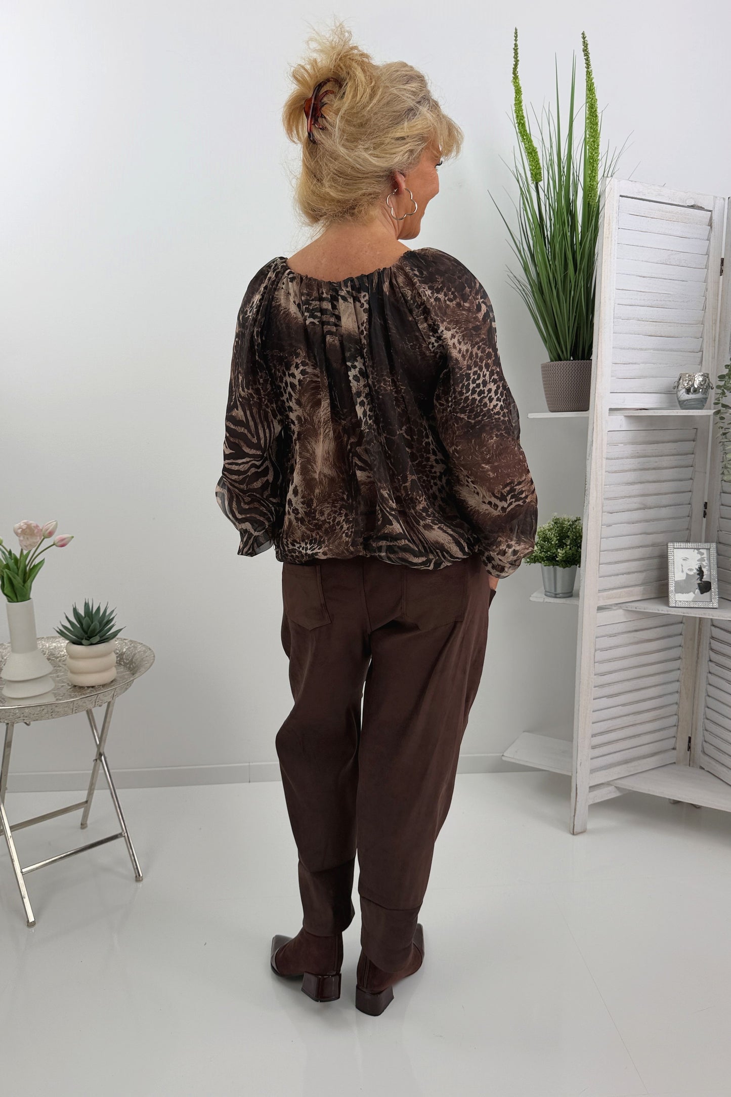 Waschvelours Lederhose in Schokofarben (38-42)