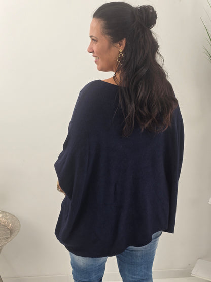 Lässiger Oversize-Pullover in klassischem Marine (38-48)