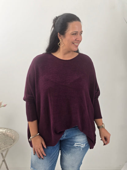 Lässiger Oversize-Pullover in  Wine (38-48)