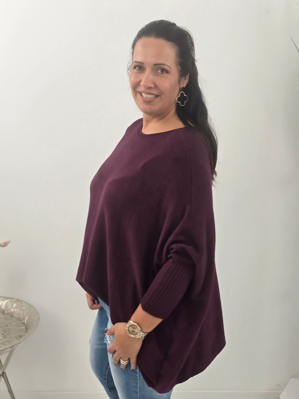 Lässiger Oversize-Pullover in  Wine (38-48)