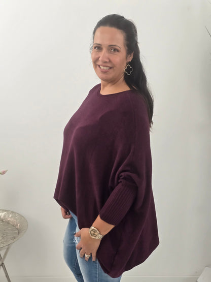 Lässiger Oversize-Pullover in  Wine (38-48)