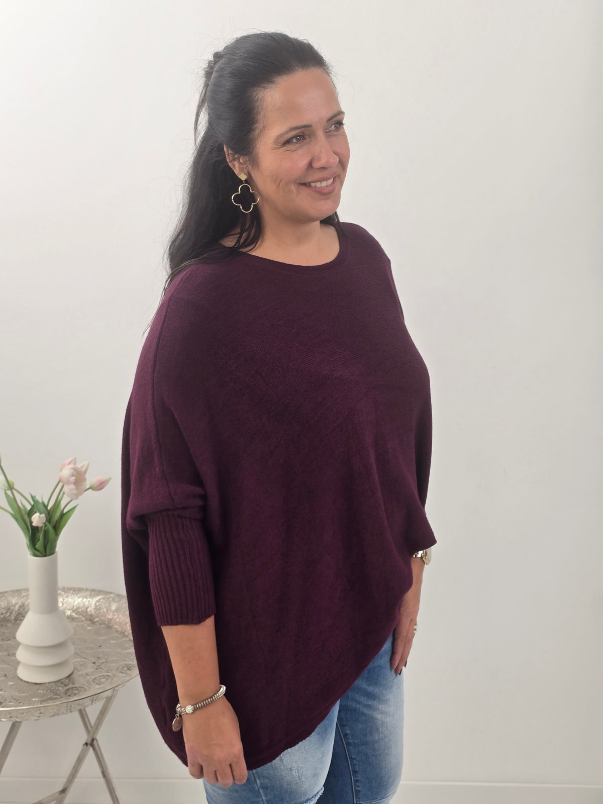 Lässiger Oversize-Pullover in  Wine (38-48)