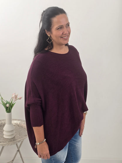 Lässiger Oversize-Pullover in  Wine (38-48)