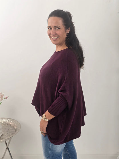 Lässiger Oversize-Pullover in  Wine (38-48)