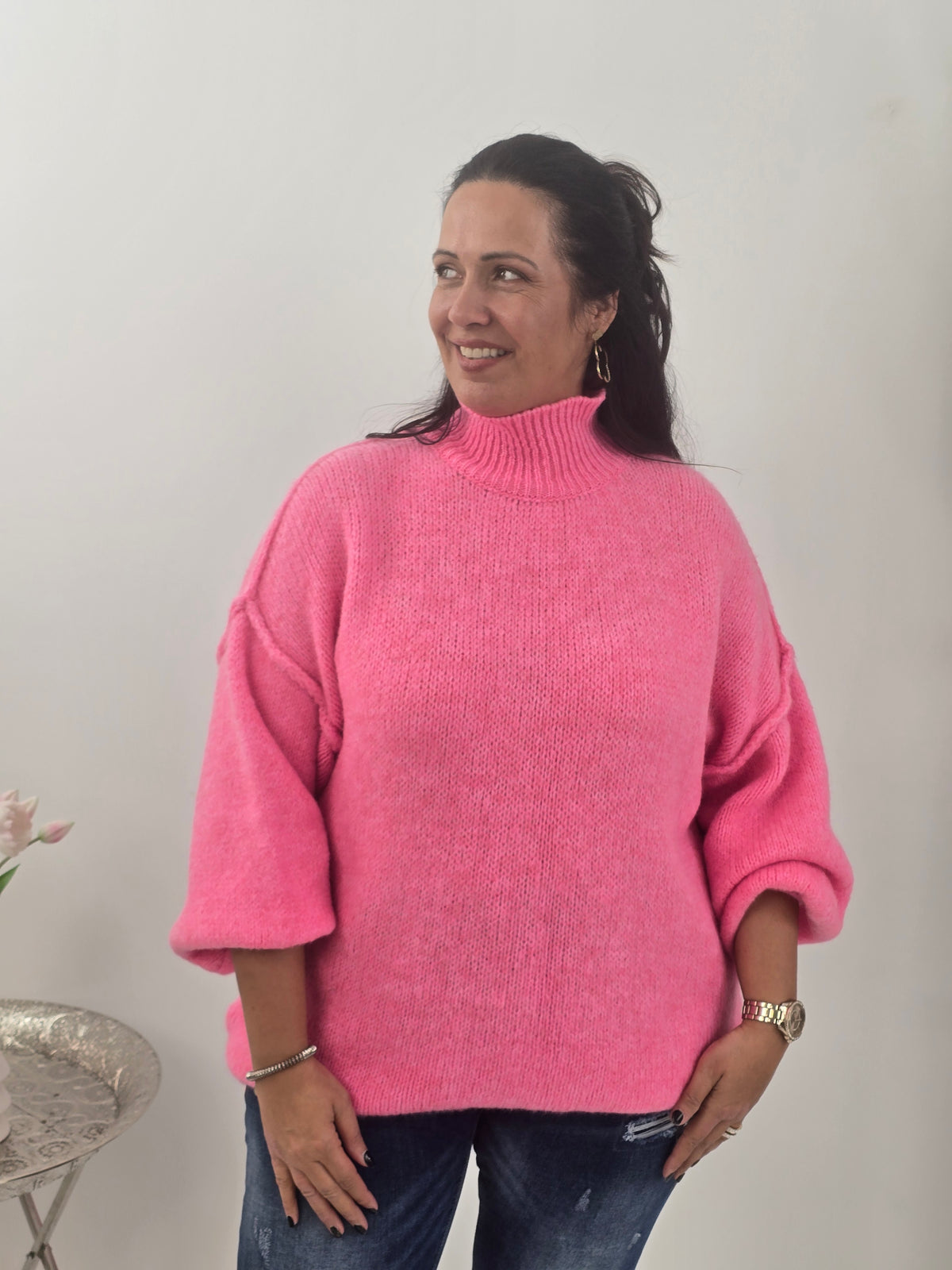 Lässiger Oversize-Pullover in Candy Rosa (38-46)