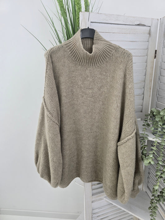 Lässiger Oversize-Pullover in zeitlosem Sand (38-46)