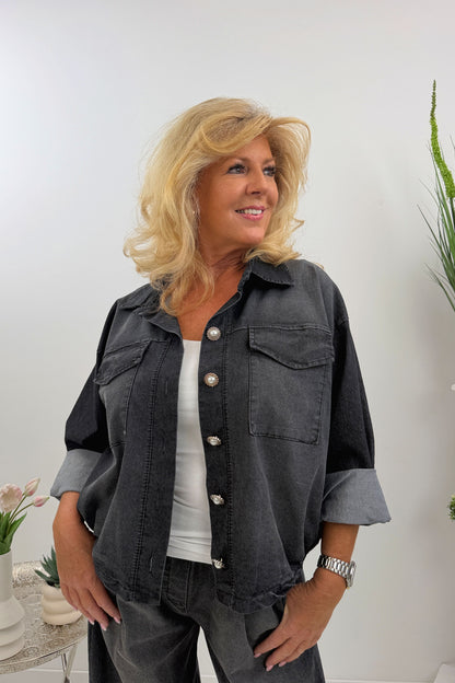 Angesagte Jeansjacke in Schwarz (38-42)