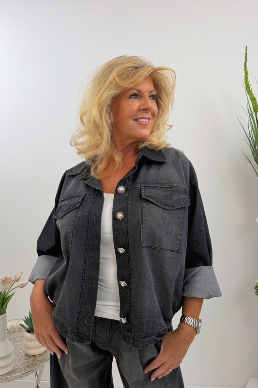 Angesagte Jeansjacke in Schwarz (38-42)