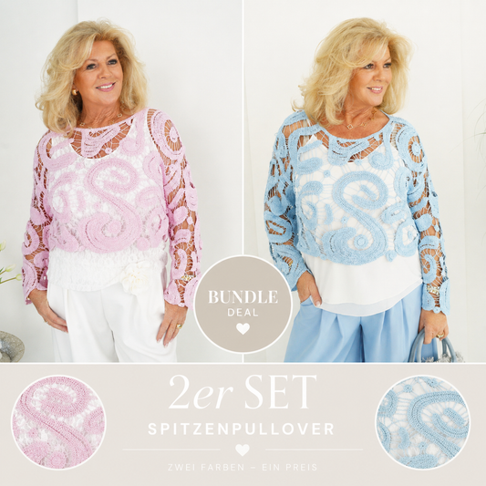 Häkelpullover-Bundle - Rosa & Hellblau