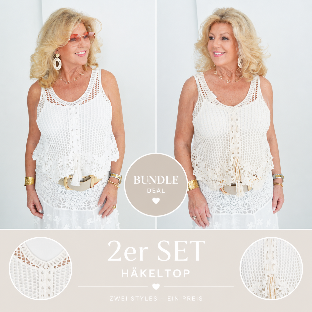 Top-Bundle - Weiß & Beige (38-42)