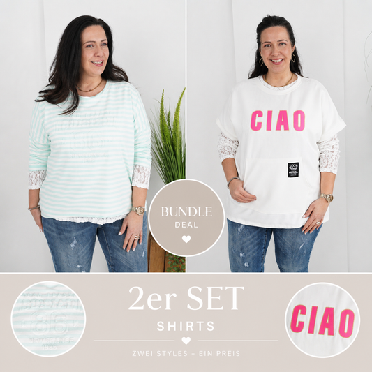 Sweatshirt-Bundle -  Off-White & Shirt Mint-Weiß (42–46)