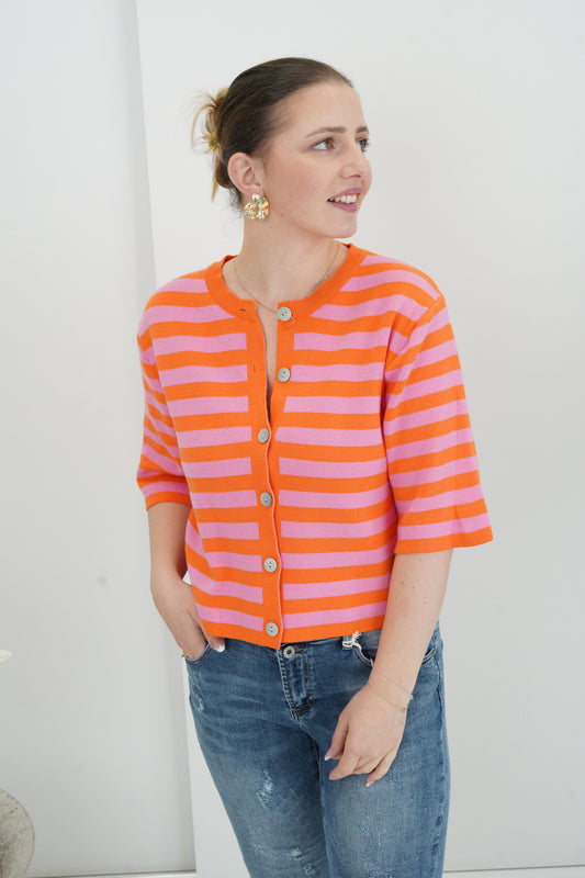 Strickjacke in Pink-Orange (36-40)