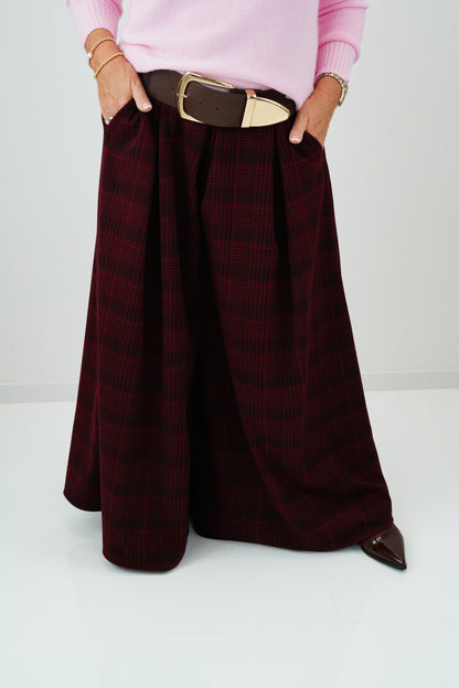 Palazzo Hose mit Glencheck in Bordeaux (38-42)