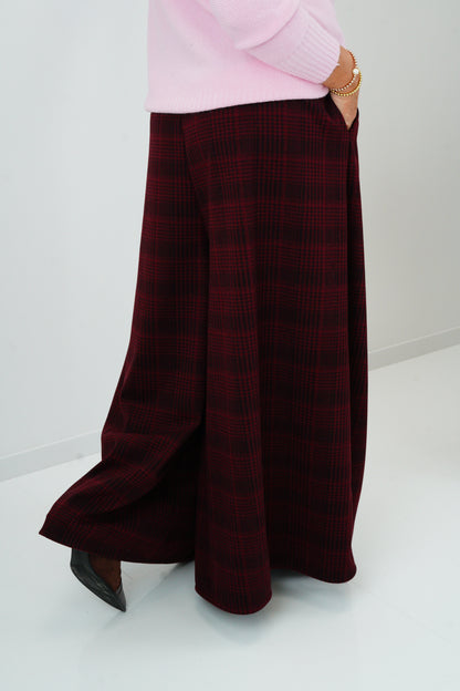 Palazzo Hose mit Glencheck in Bordeaux (38-42)