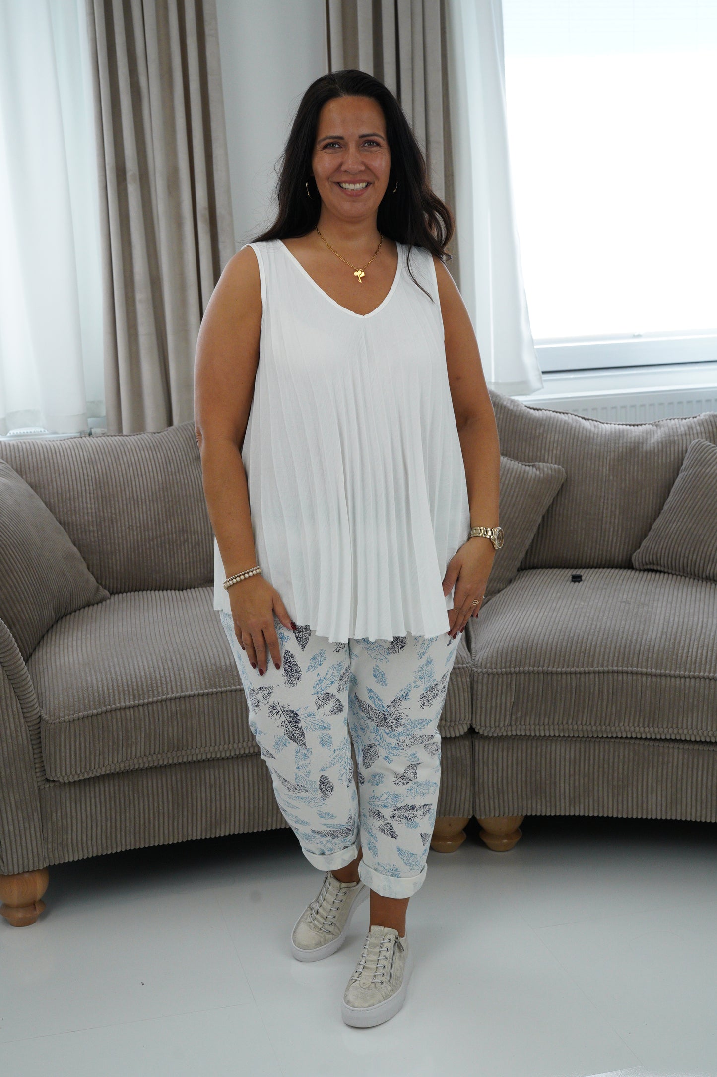 Joggpant in Weiß-Blau (42-46)
