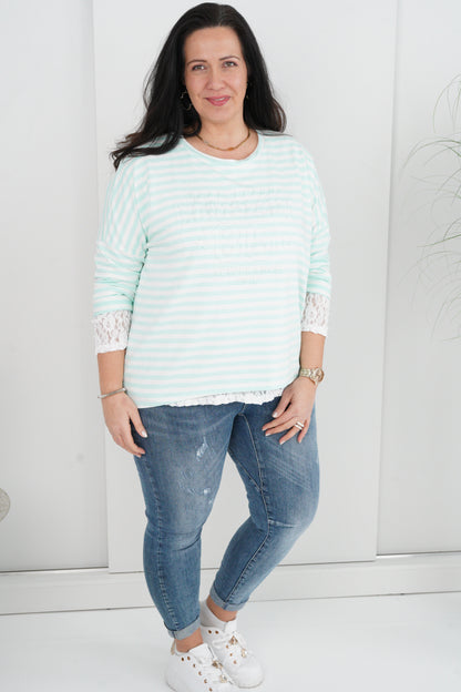 Shirt in Mint-Weiß (42-46)