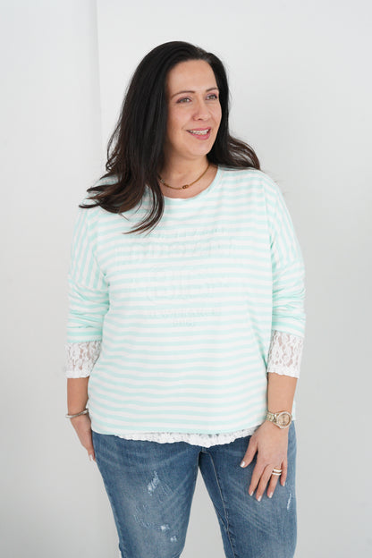 Shirt in Mint-Weiß (42-46)