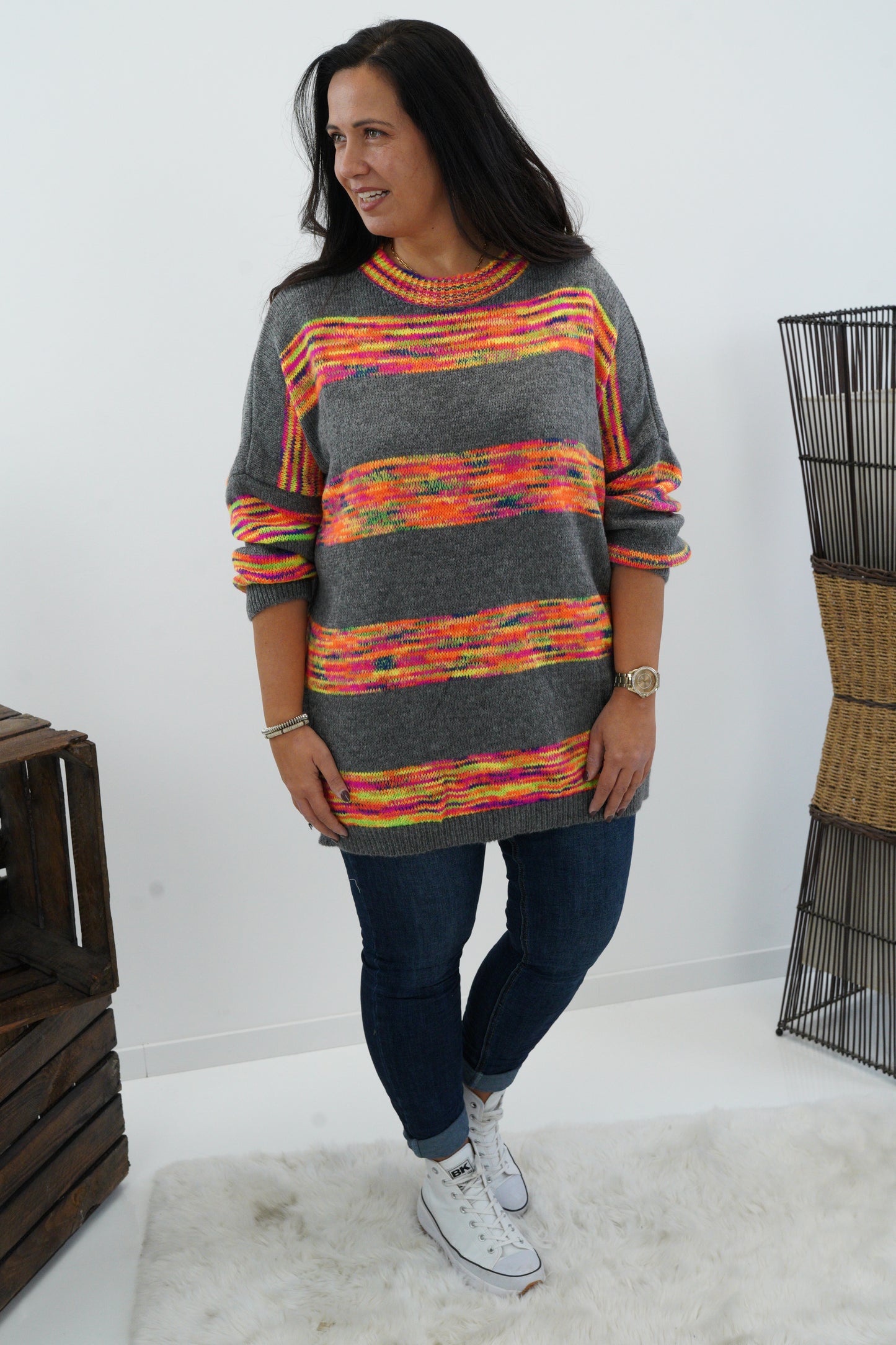 Pullover in Grau-Bunt (42-46)