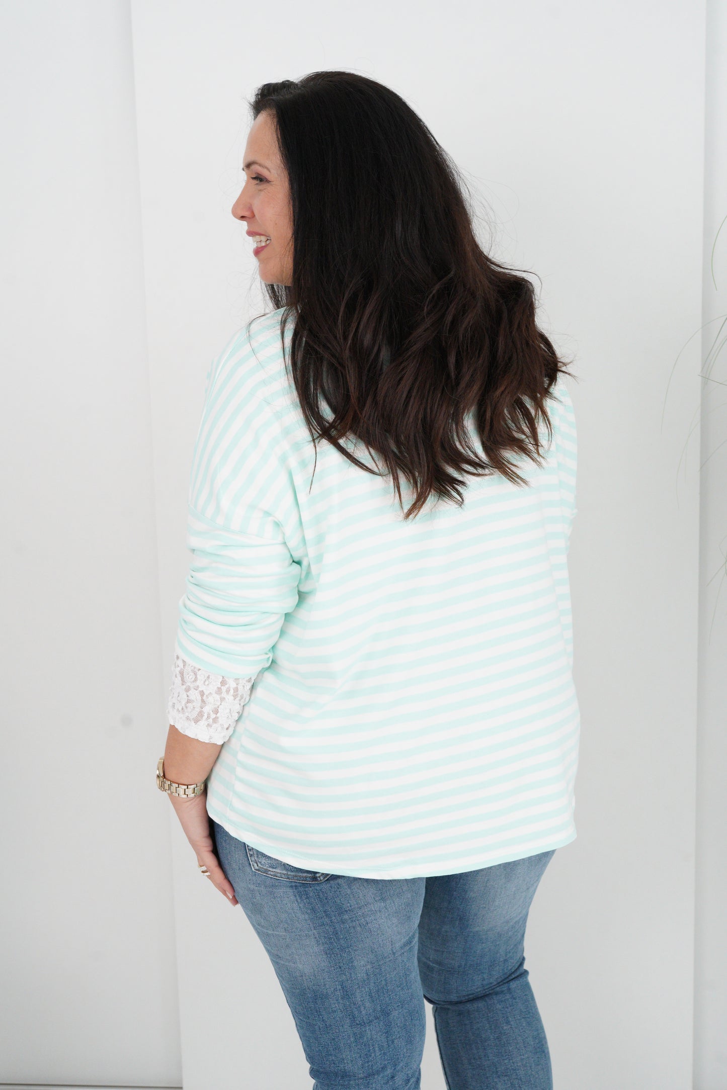 Shirt in Mint-Weiß (42-46)