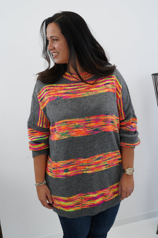 Pullover in Grau-Bunt (42-46)