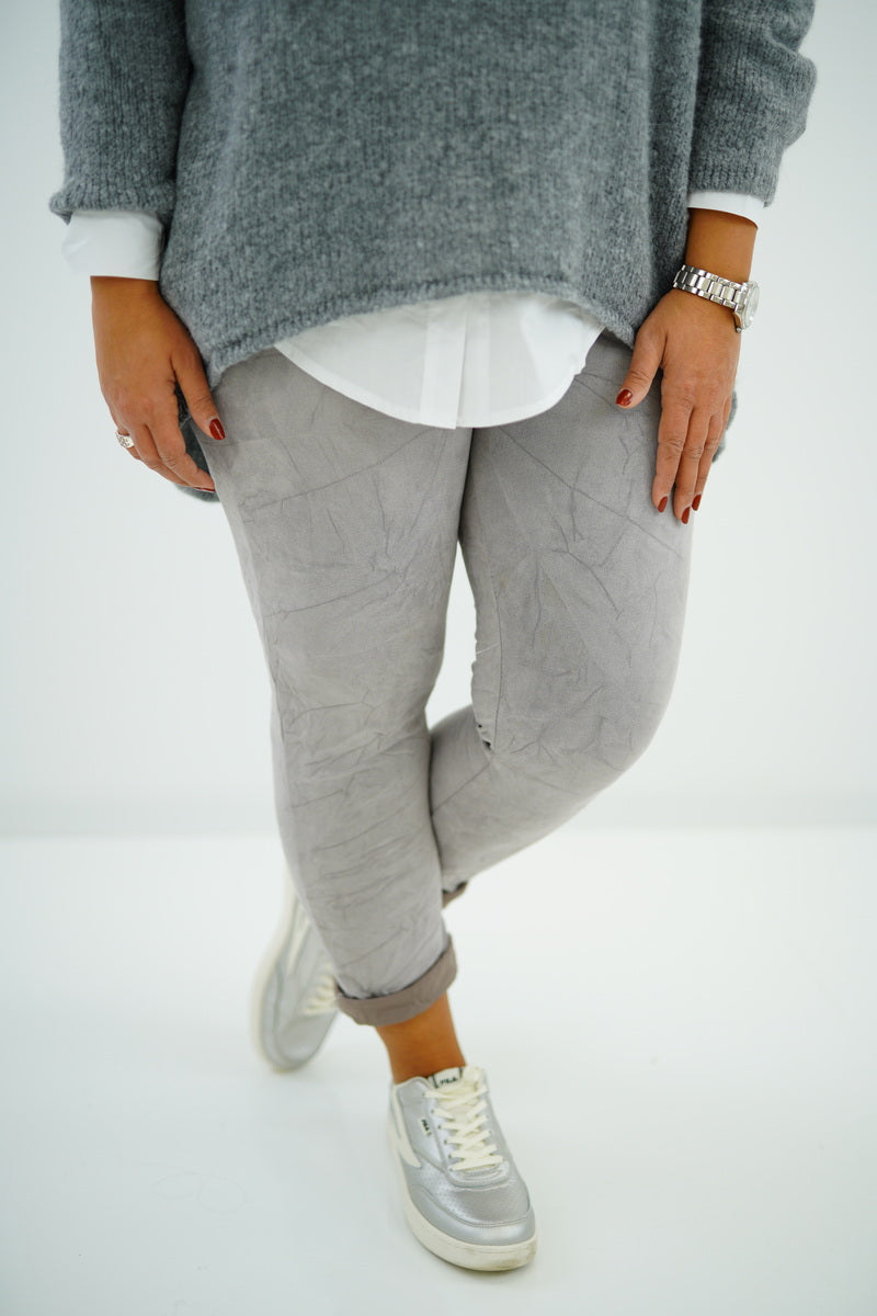 Kunstwaschleder Joggpant "Lucia" (38-42) grau