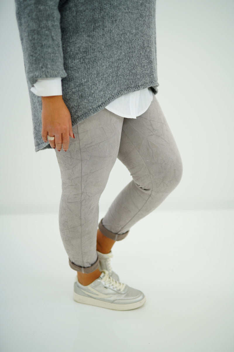 Kunstwaschleder Joggpant "Lucia" (38-42) grau