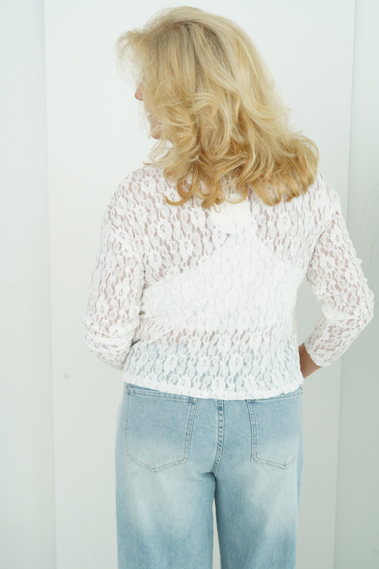 Spitzenshirt in Off-White (38-42)