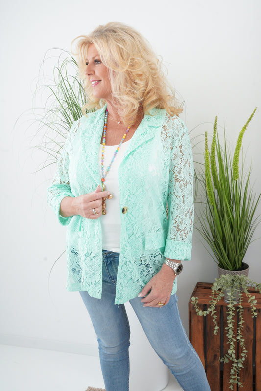 Spitzen-Blazer in Mint (38-42)