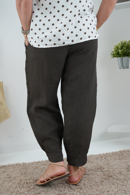 Leinen Hose in Chocolate (38-42+)