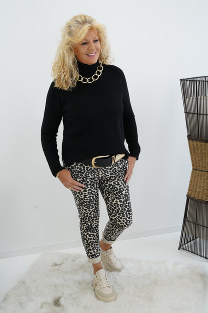 Joggpant in Leo-Beige/Schwarz (38-42)