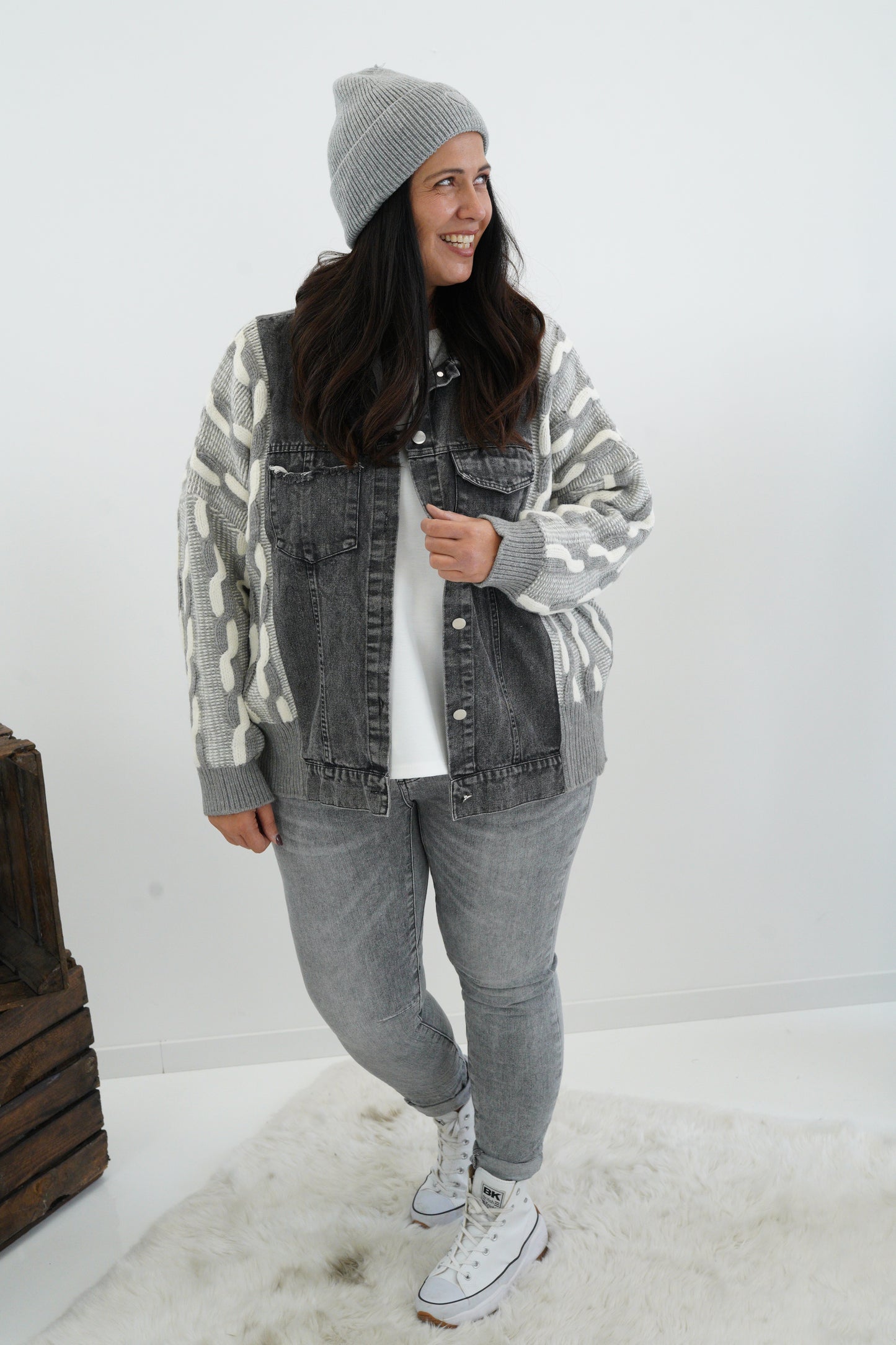 Jacke in Jeans-Grau/Schwarz (42-46)