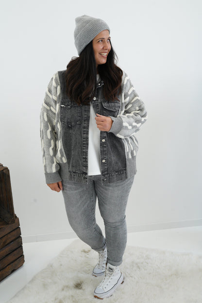 Jacke in Jeans-Grau/Schwarz (42-46)