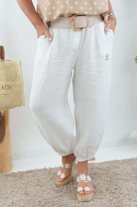 Leinen Hose in Weiß (38-42+)