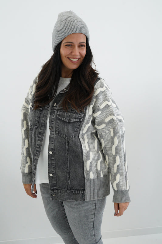 Jacke in Jeans-Grau/Schwarz (42-46)