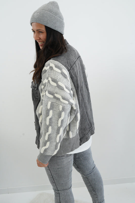 Jacke in Jeans-Grau/Schwarz (42-46)