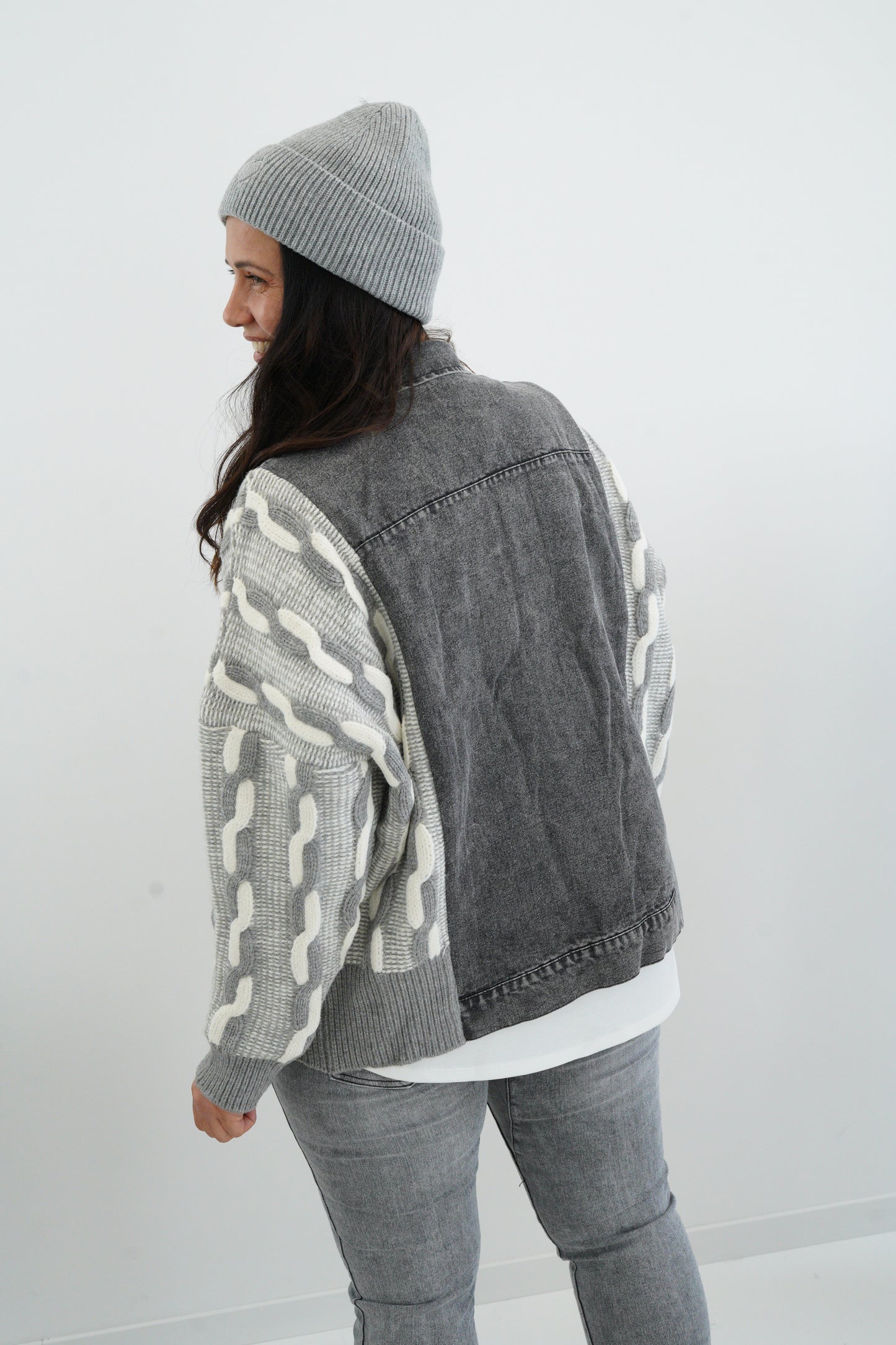 Jacke in Jeans-Grau/Schwarz (42-46)