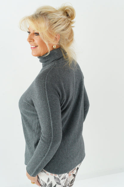 Rollkragen Pullover in Dunkelgrau (38-42)