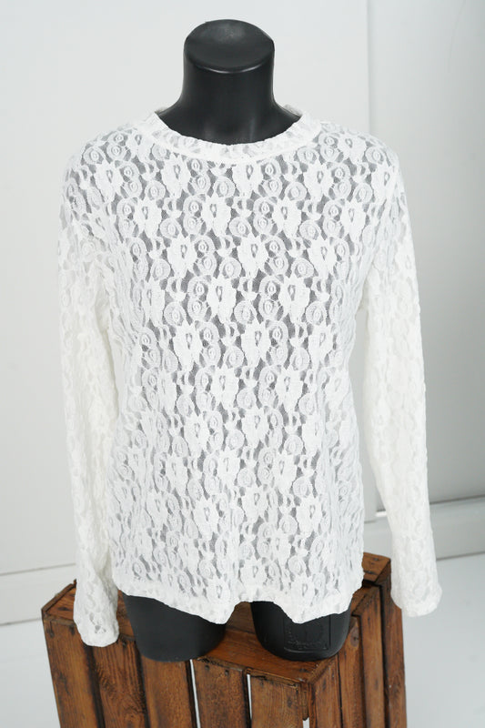 Spitzenshirt in Off-White (36-42)