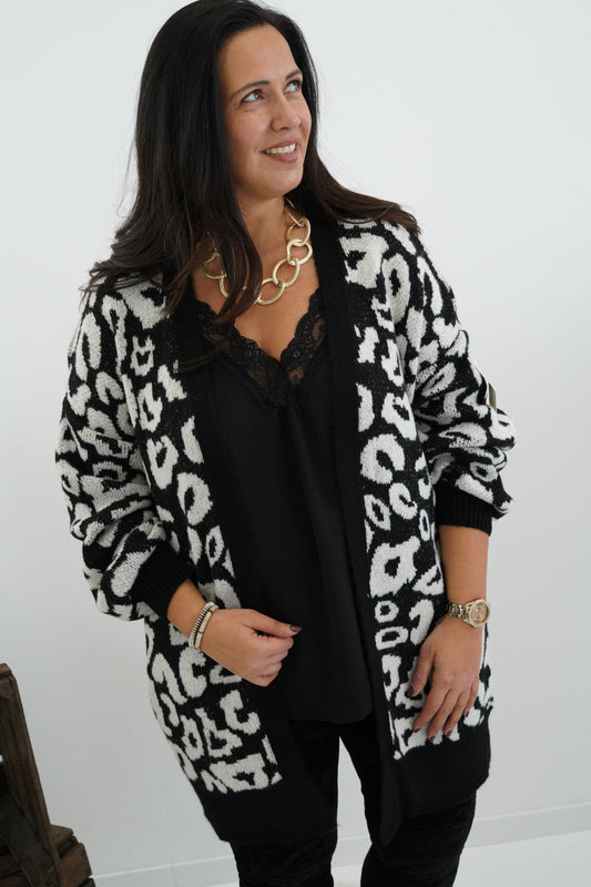 Strickjacke in Leo-Schwarz (38-44)