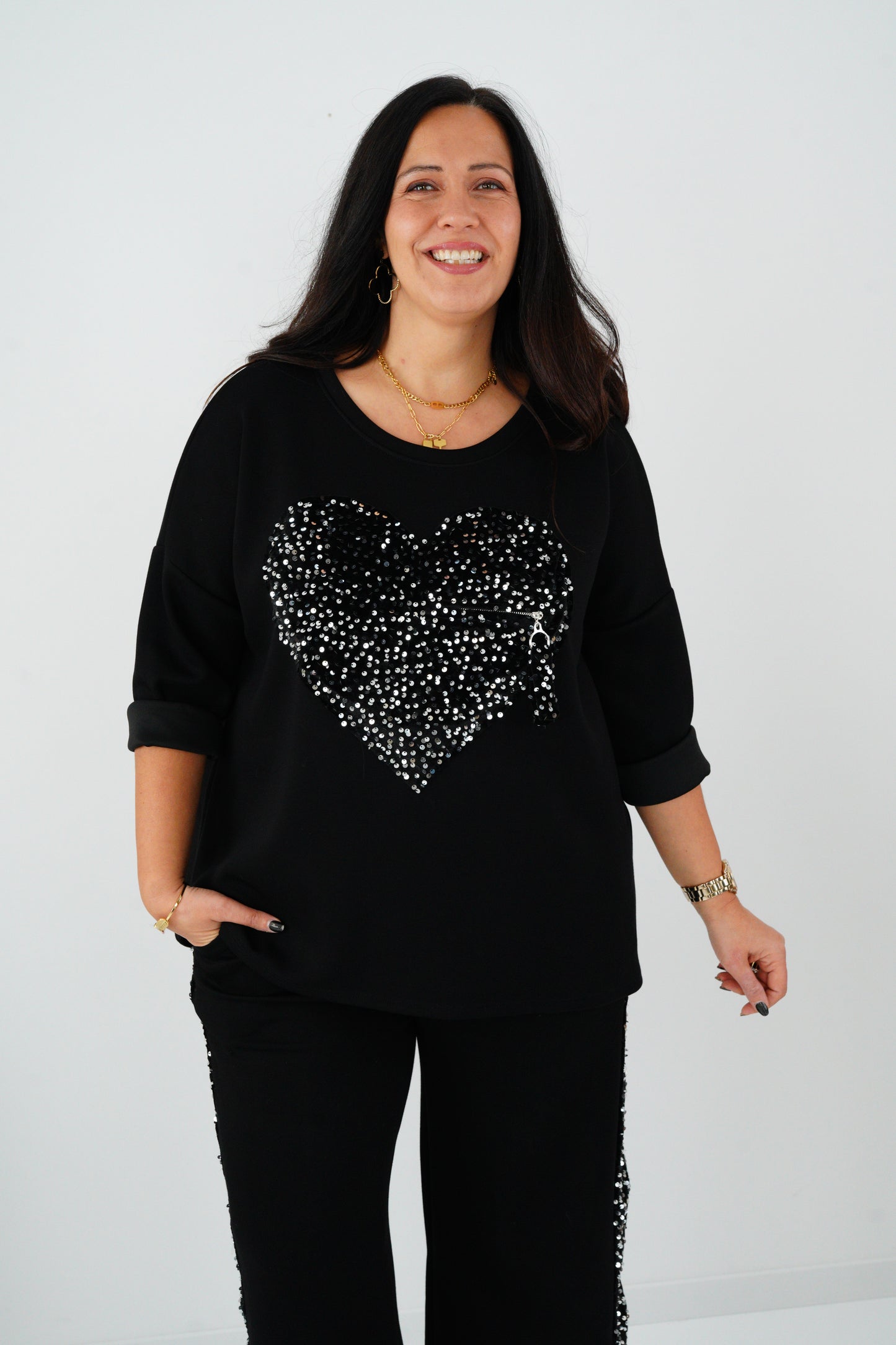 Sweatshirt in Schwarz (42-46)