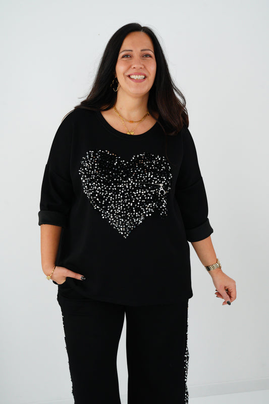 Sweatshirt in Schwarz (42-46)