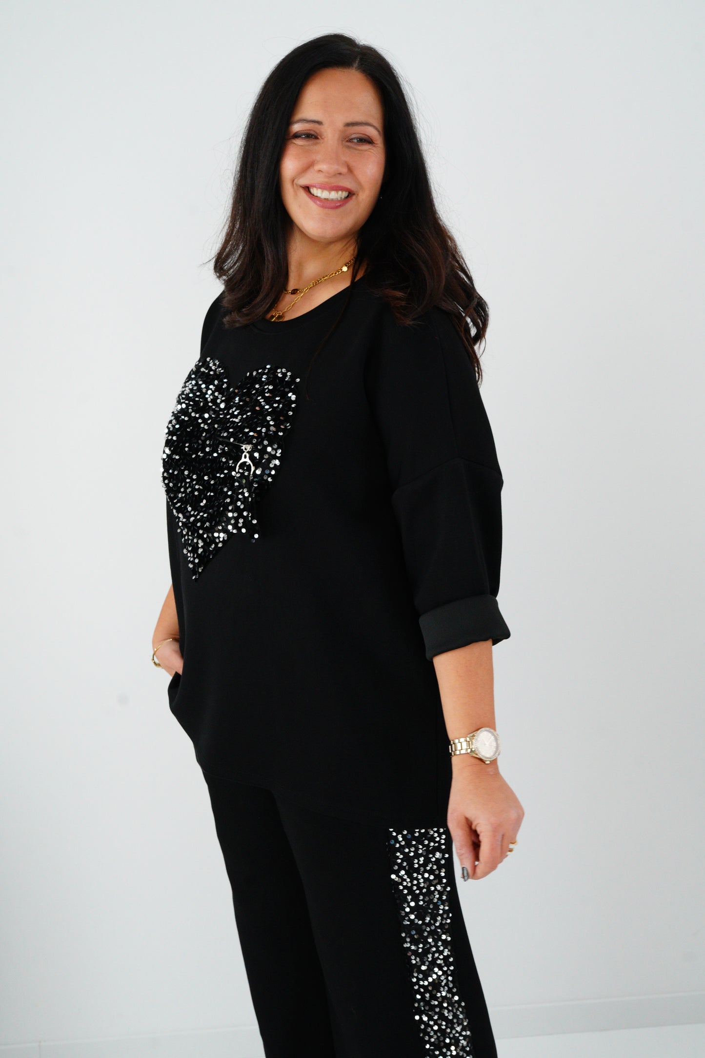 Sweatshirt in Schwarz (42-46)