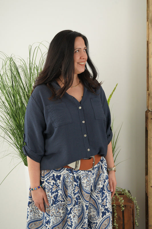 Bluse in Navy (40-44)