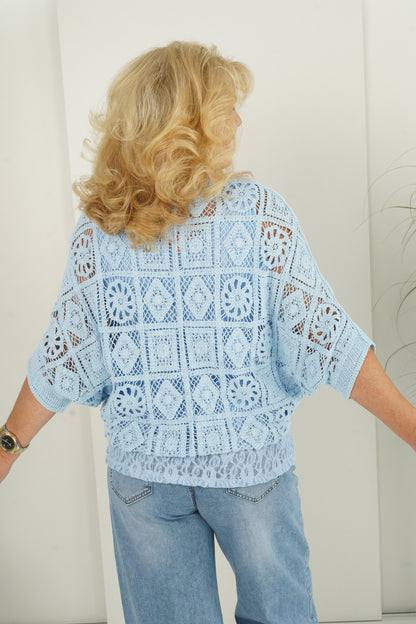 Strickjacke in Hellblau (38-42+)