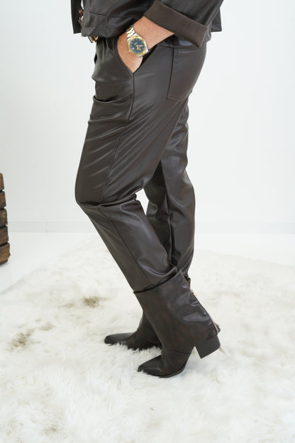 Kunstleder Joggpant in Schoko (38-42+)