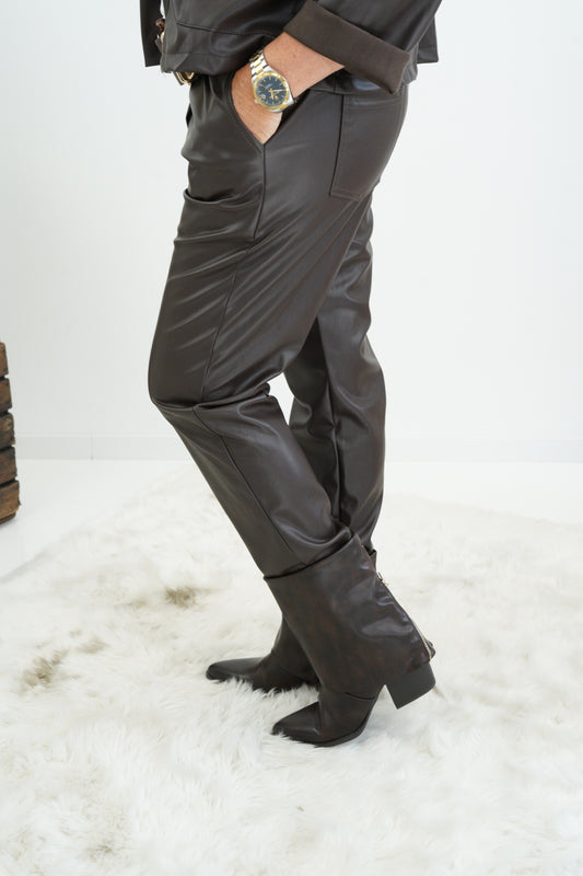 Kunstleder Joggpant in Schoko (38-42+)