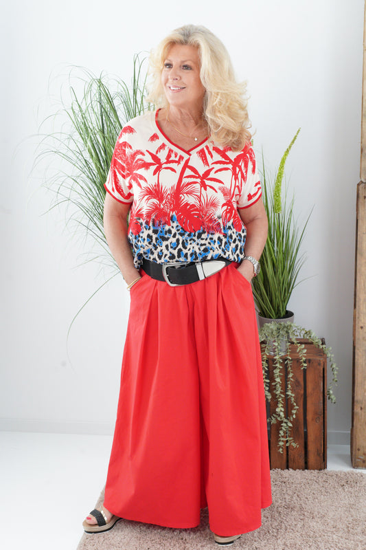 T-Shirt in Rot-Creme-Blau (38-44)